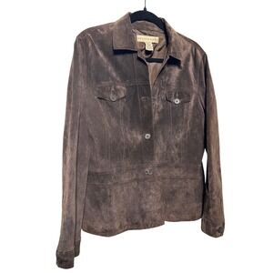 Vintage Suede Leather Jacket Chocolate Brown Women's Size M/L EUC